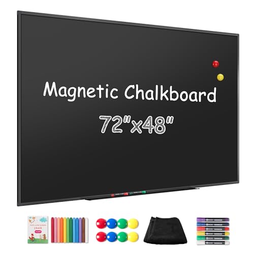 SELEAD Magnetic Chalkboard 72 x 48 Inches - Black Aluminum Frame - size: 72"W x 48"H