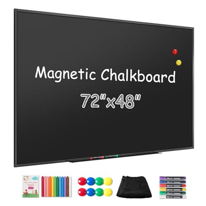 SELEAD Magnetic Chalkboard 72 x 48 Inches - Black Aluminum Frame - size: 72"W x 48"H