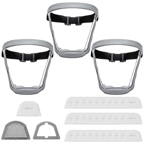 Anti-Fog Clear Visor Safety Face Shield Reusable Protective Plastic for Woodworking, Grinding, Cutting & Yard Work (3, White) - color: White
