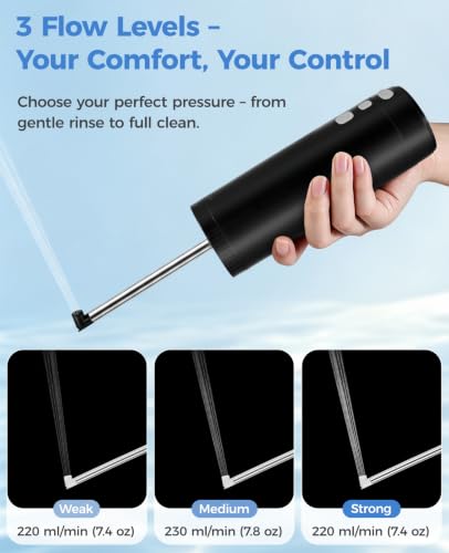 Umimile Electric Portable Bidet with Built-In Water Tank, Stainless Steel Wand, Adjustable Pressure (Black)