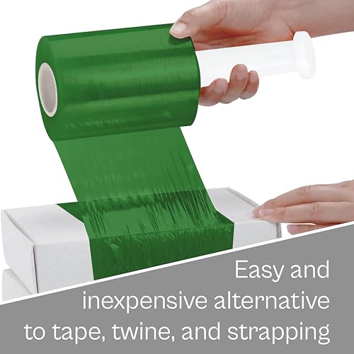 PSBM Dark Green Mini Stretch Wrap with Plastic Handle, 18 Rolls 3 Inch x 1000 Feet 80 Gauge Heavy Duty Plastic Wrap Industrial Strength Shrink Film for Moving, Packing & Shipping - color: Green, size: 3 Inch