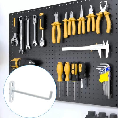 Heavy Duty Steel 4 inch pegboard Hooks for 3/8" Square Hole 1.5" Spaced Pegboards - Garage Wall Organizer Tool Storage Set, White, 4 Pack - color: White