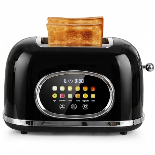 Roter Mond Toaster 2 Slice Touchscreen Stainless Steel, Retro Black - color: Black