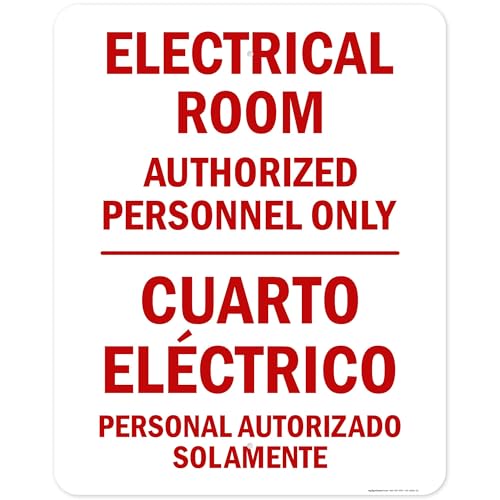 Electrical Room Authorized Personnel Only Bilingual Sign, 24x30 Inches, Rust Free .063 Aluminum, Fade Resistant, Made in USA by My Sign Center - size: 24x30 Aluminum