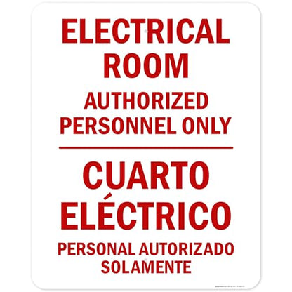 Electrical Room Authorized Personnel Only Bilingual Sign, 24x30 Inches, Rust Free .063 Aluminum, Fade Resistant, Made in USA by My Sign Center - size: 24x30 Aluminum