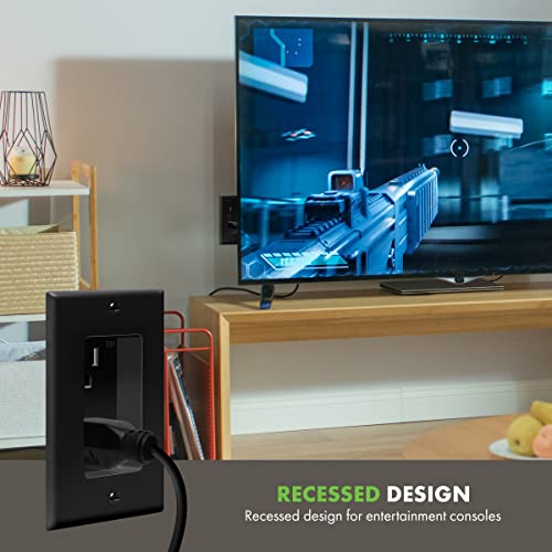 TOPGREENER Recessed Duplex Receptacle Outlet, Tamper-Resistant, Black - color: Black, size: Recessed Outlet 1 Pack