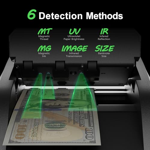 Aneken AL-139 Counterfeit Bill Detector with 2.8" Digital Screen, Total Value & Add Function, 4-Way Orientation & Traceable Records Counterfeit Money Detector, Compatible with Multiple Currencies