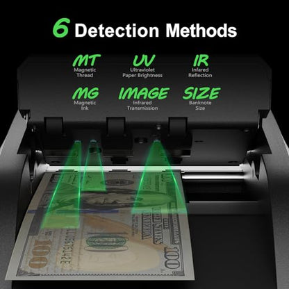 Aneken AL-139 Counterfeit Bill Detector with 2.8" Digital Screen, Total Value & Add Function, 4-Way Orientation & Traceable Records Counterfeit Money Detector, Compatible with Multiple Currencies