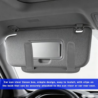 Car Tissue Holder, PU Leather Auto Sun Visor Tissue Case Napkin Holder with Zipper, Rectangular Mask Dispenser Hanging Paper Towel Organizer for Cars SUVs Trucks RVs (Gray) - color: Gray