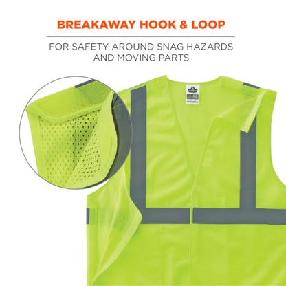 Ergodyne GloWear ANSI High Visibility Orange Breakaway Reflective Safety Vest - color: Lime, size: 4X-Large-5X-Large