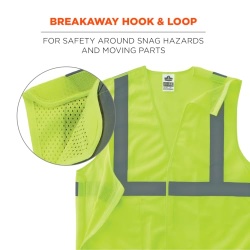Ergodyne GloWear ANSI High Visibility Orange Breakaway Reflective Safety Vest - color: Lime, size: Large (Pack of 4)