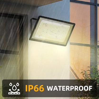2 Pack 300W Warm White Led Flood Lights Outdoor,3000K Super Bright 36000LM Security Lights with Plug,Exterior IP66 Waterproof FloodLight for Yard, Garden, Playground, Stadium - size: 300w_2pack