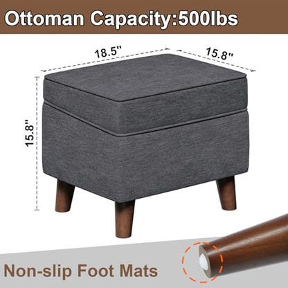 FAGAGA 18" Storage Ottoman with Adjustable Cover, Soft Step Stool - color: Light Gray, size: 15.8"D x 18.5"W x 15.8"H