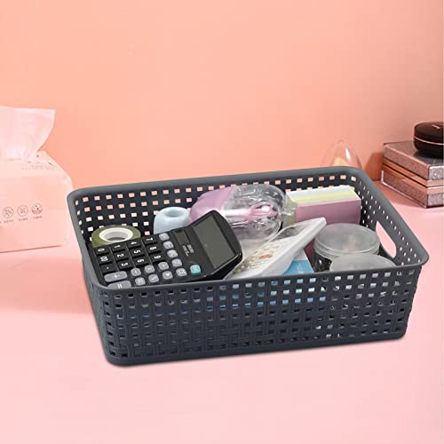 4 Packs Plastic Storage Basket Tray, Shallow Paper Basket, Gray - color: Flat Grey