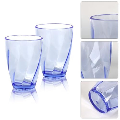 Topsky 12-ounce Plastic Water Tumblers | Set of 4 Transparent Unbreakable Drinking Glasses Clear Acrylic Reusable Juice Wine Cups for Home Picnic Party, Dishwasher Safe,Stackable - color: Mixed Color 12.3oz