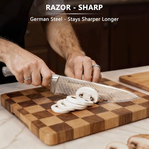 Knife Set, Astercook 21 Pieces Kitchen Knife Set with Built-in Sharpener, German Stainless Steel Knife Block Set, Razor-Sharp Knives with Full-tang Handle, Dishwasher Safe Kitchen Utensils Set - size: 21 Piece