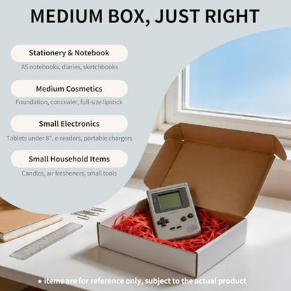 Fishat 9" x 6" x 2" White Corrugated Cardboard Shipping Boxes Set of 25 - size: 9" x 6" x 2"