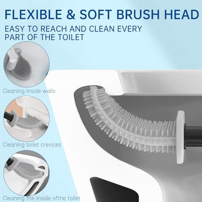 TEITEAI RV Toilet Bowl Brush - Silicone Bristles, Gentle on Toilets | Wall-Mounted for RVs, Trailers, Campers | Anti-Roll, Anti-Drip Design for Travel-Friendly Convenience