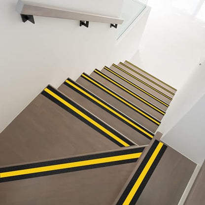 COSIMIXO 2" x 16.5FT Anti Slip Tape with Reflective Stripe,Premium Grip Tape Non Slip Stair Treads Tape,Non Skid Tape, High Traction Adhesive for Stairs Step Black/Yellow (Pack of 2) - color: Black/Yellow, size: 2Inch x 16.5Ft (Pack of 2)