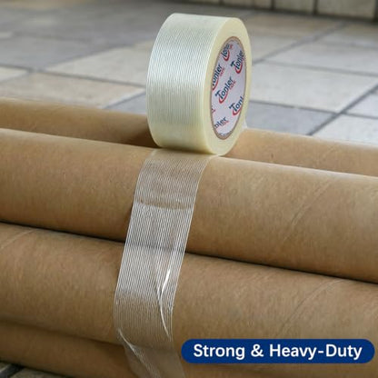 Filament Strapping Tape 1" x 60Yd 10 Rolls Fiberglass Reinforced - size: 10 Rolls 1in x 60 Yd