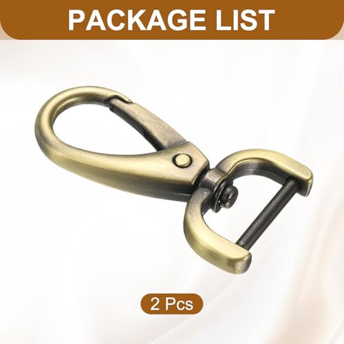 HARFINGTON 2Pcs Detachable Snap Hook Swivel Clasp 3/4" D Ring with Swivel Lobster Claw Clasps Hook for Purse Strap Keychain Bag DIY Craft, Brass - color: Brass, size: 3/4"