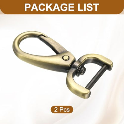 HARFINGTON 2Pcs Detachable Snap Hook Swivel Clasp 3/4" D Ring with Swivel Lobster Claw Clasps Hook for Purse Strap Keychain Bag DIY Craft, Brass - color: Brass, size: 3/4"