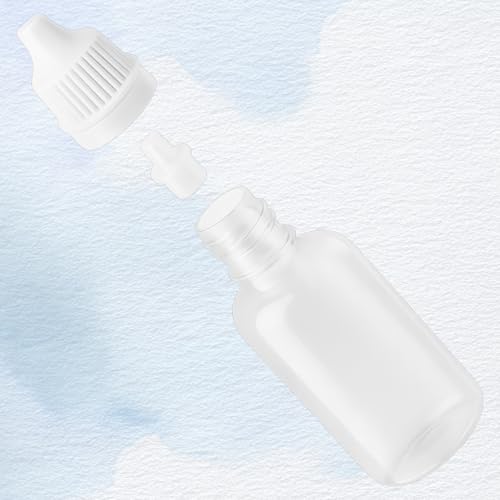 5 PCS (4 Bottles + 1 Funnel) 15ml (0.5oz) Small Empty Plastic Dropper Bottles, White Eye Liquid Dropper Bottles, Squeezable & Portable Travel Containers for Eye Drops, Refillable with Cap and Plug