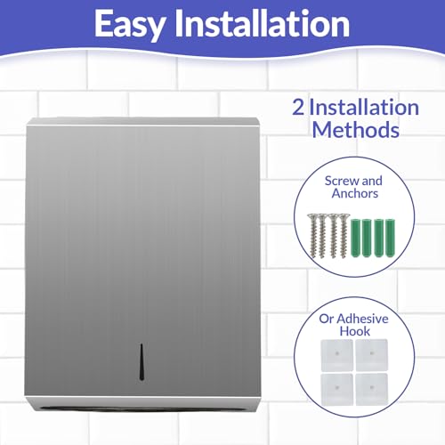 Stardrix Paper Towel Dispenser Wall Mount, Brushed Stainless Steel Commercial Paper Towel Holder with Lock, Large Capacity 400 C Fold/525 Multifold Towels - color: Brushed, size: 400 C Fold/525 Multi-Fold with Lock