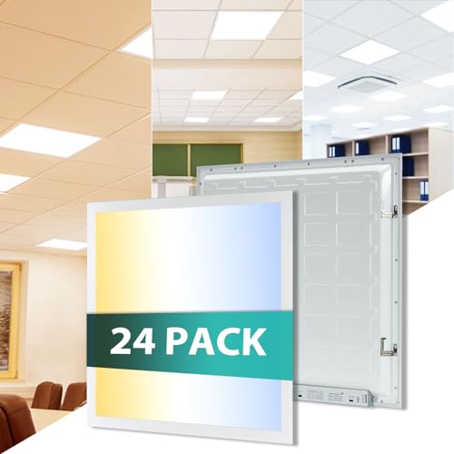 24-Pack 2x2 LED Flat Panel Light Drop Ceiling Fixture, 3CCT Selectable (3000K/4000K/5000K) & 40W 30W 20W Switchable, 0-10V Dimmable, 100-277Vac, ETL & DLC - size: 2x2 FT 40W