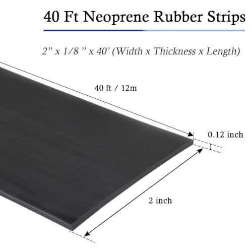 LSGCQ Neoprene Rubber Strips with Adhesive Backing Rubber Sheets - size: 2” Wide x 1/8" Thick x 40' Long
