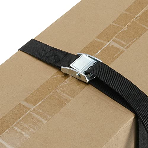 MANCHAP 12 Pack 6.5 Feet Lashing Straps, 1 Inch Wide Black Cam Buckle Adjustable Cargo Tie Down Straps for Kayak, Luggage, Car Roof Rack, Furniture