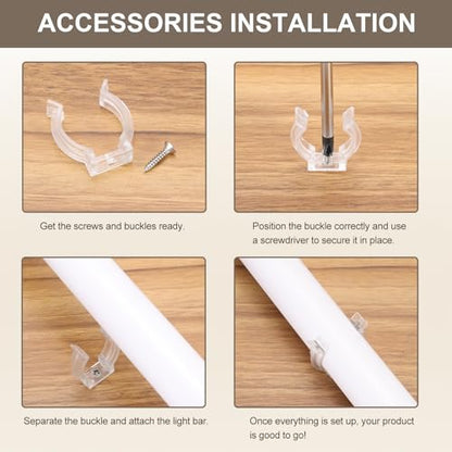 MECCANIXITY T5 U Clips Holder Bracket Fluorescent Tube Light Fixture Plastic Pipe Clamps with Screws for LED Bulbs Ceiling Lamp, Clear, Pack of 12 - size: T5
