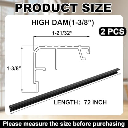 2 Pcs 72" L Fixed Vinyl Sill Threshold Cap 1-3/8 Inches High, Black - color: Black, size: 1-3/8,72 Inch