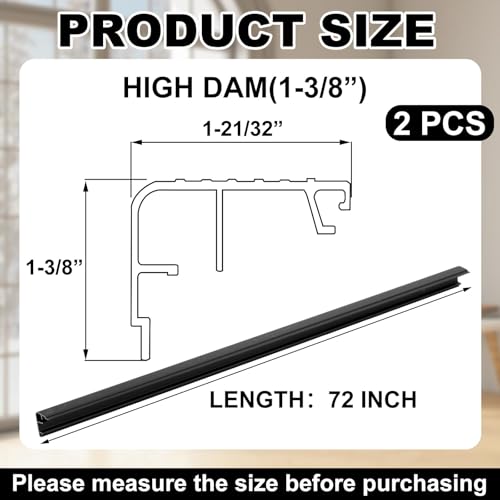 2 Pcs 72" L Fixed Vinyl Sill Threshold Cap 1-3/8 Inches High, Black - color: Black, size: 1-3/8,72 Inch