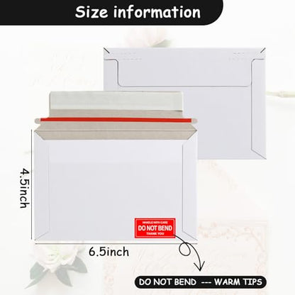 100 Pack 6.5x4.5 Inch Rigid Mailers Self Sealing Cardboard Envelopes