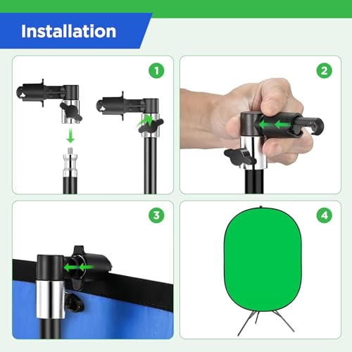 Green Screen Chromakey Backdrop with Stand,Portable 59 * 39inch Blue&Green Screen 2 in 1 Pop Up Collapsible Backdrop for Photo and Video Shooting,Gaming(Green & Blue) - color: Green&Blue