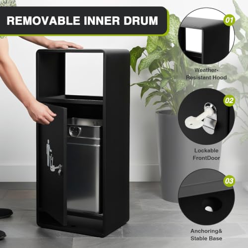 Commercial Trash Can with Lid, Large Capacity for Office/Hotel/Patio