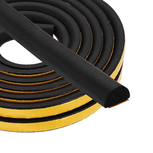 PATIKIL 16.4FT Solid Rubber Weather Stripping, 3/5" W x 2/5" H Self Adhesive D Shape EPDM Rubber Seal Strip Gasket for Door Frame Window Insulation RVs Furniture Cabinets, Black - size: 16.4FT x 3/5"W x 2/5"H