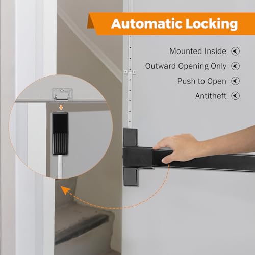 BEAMNOVA Vertical Rod Panic Bar Exit Device Door Push Bar, 27.5 Inch Black - color: Black, size: 27.5 inch