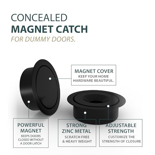 Mega Handles Concealed Magnetic Door Catch Black (2-Pack) - Dummy Doors - color: Black, size: 2 Pack