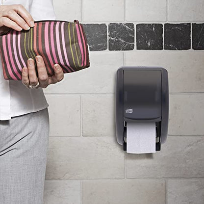 Tork Twin Toilet Paper Roll Dispenser Smoke T24, Modern Look, 55TR