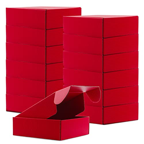 Cardboard Boxes Shipping Boxes,15 Pack Recyclable Corrugated Cardboard Box Small Mailing Storage Gift Boxes for Shipping, Mailing, Gifts Packaging, 6x6x2" (Red) - color: Red