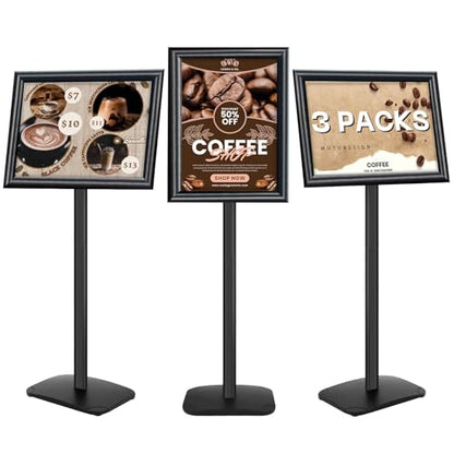 3 Pack Heavy Duty Pedestal Sign Holder 11 x 17" Floor Standing Sign Holder - color: Black, size: 11x17in-3p