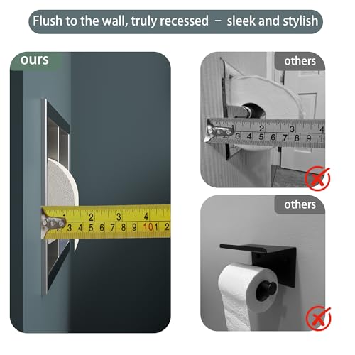 Neodrain Brushed 304 Stainless Steel Recessed in Wall Toilet Paper Holder - color: Brushed, size: 6X6In
