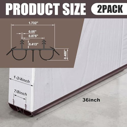 Pushglossy 2 Pcs Double Bubble Kerf 36" Door Bottom Seal, Brown - color: Brown, size: Double Bubble Kerf
