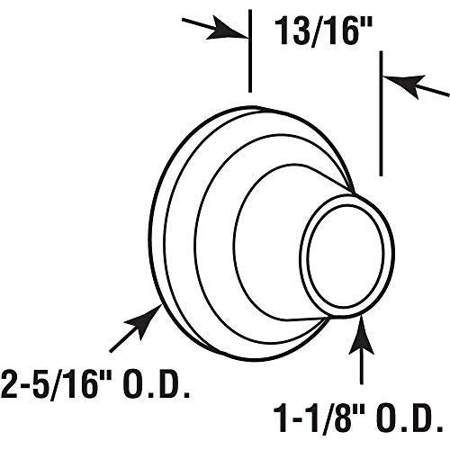 Prime-Line J 4540 Wall Stop – Protects Walls from Door Knob Damage – 2-5/16” Outside Diameter Stainless Steel Cover with 1-1/8” Gray Round Rubber Bumper – Easy To Install (Single Pack)