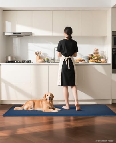 Ophanie Kitchen Mats for Floor,3/4 inch Thick,20x60 Anti Fatigue Cushioned Mat,Kitchen Rugs,Waterproof,Comfort Ergonomic Standing Mat for Office,Home,Sink with 99+ Pairs of Anti-Slip Bottom Ridges - color: Blue, size: 20"L x 60"W x 0.8"Th