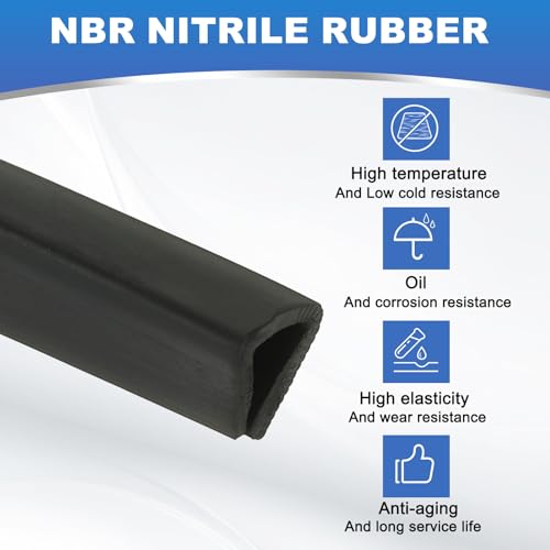 PATIKIL 5/16" Rubber Edge Trim, 10 ft Flexible U Channel Flat Bottom - size: 10ft x 0.31" x 0.43" x 0.47"