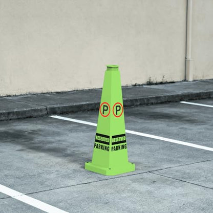 Reserved Parking Cone 36 inch, “REVISED PARKING” No Parking Sign Cone with Rubber Weighted Base, 4-Sided Warning Cone for Driveways Business Parking Lots Garages(6 Pack) - color: REVISED PARKING/GREEN, size: 36 inch