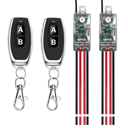 Mini Wireless Switch,5V/12V/24V/5A Relay 2 Way Remote Control Switch. - size: 2 Way 5V-24V 5A Mini Remote Switch
